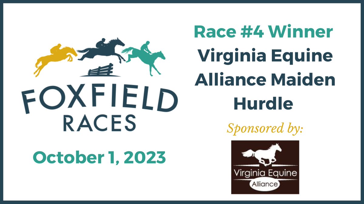 Race 4: Virginia Equine Alliance Maiden Hurdle by @virginairacing  | #9 Garrison Forest (IRE) [L], Owner: Leipers Fork Steeplechase, Trainer: Leslie F. Young, Jockey: Freddie Procter.

*Official <a href="/JumpingwithNSA/">NSA</a>  results will be announced later this week.