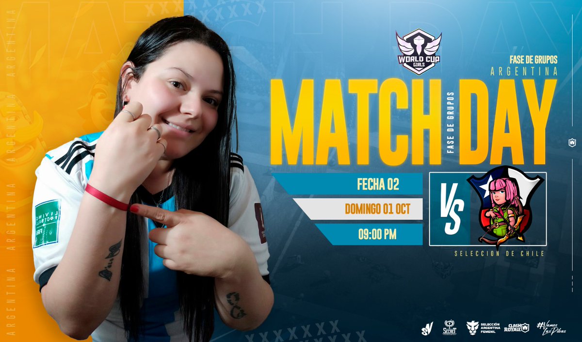Seleccion Argentina Femenil (@seleccfemarg) on Twitter photo BUEN DOMINGO 🍀
Los invitamos a ver esta segunda jornada de <a href="/Secret_WCG/">Secret Tournament | World Cup Girls</a> 🔥
🆚 <a href="/CRCL_Fem/">Selección Fem. Chile CR.</a>
⌚ 21hs 🇦🇷
📹 Twitch.tv/secrettourname…
🎤 <a href="/TucansitoAlv/">Tucansito</a> + <a href="/elpana507xd/">elpana507xd🇵🇦</a>
¡VAMOS A DEJAR TODO EN LA ARENA!
#VamosLasPibas ❤️ BUEN DOMINGO 🍀
Los invitamos a ver esta segunda jornada de <a href="/Secret_WCG/">Secret Tournament | World Cup Girls</a> 🔥
🆚 <a href="/CRCL_Fem/">Selección Fem. Chile CR.</a>
⌚ 21hs 🇦🇷
📹 Twitch.tv/secrettourname…
🎤 <a href="/TucansitoAlv/">Tucansito</a> + <a href="/elpana507xd/">elpana507xd🇵🇦</a>
¡VAMOS A DEJAR TODO EN LA ARENA!
#VamosLasPibas ❤️