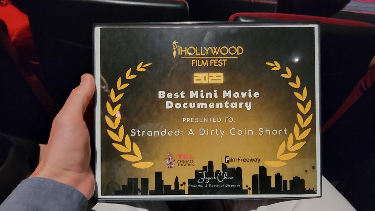 🎉THEY GOT IT! 🎉

Massive congratulations to the @DirtyCoinDoc team for clinching the award at the @iHollywoodFilm with their 'Stranded'! 🏆

🎬 Keep shining!✨

 #ProudMoment #FilmExcellence