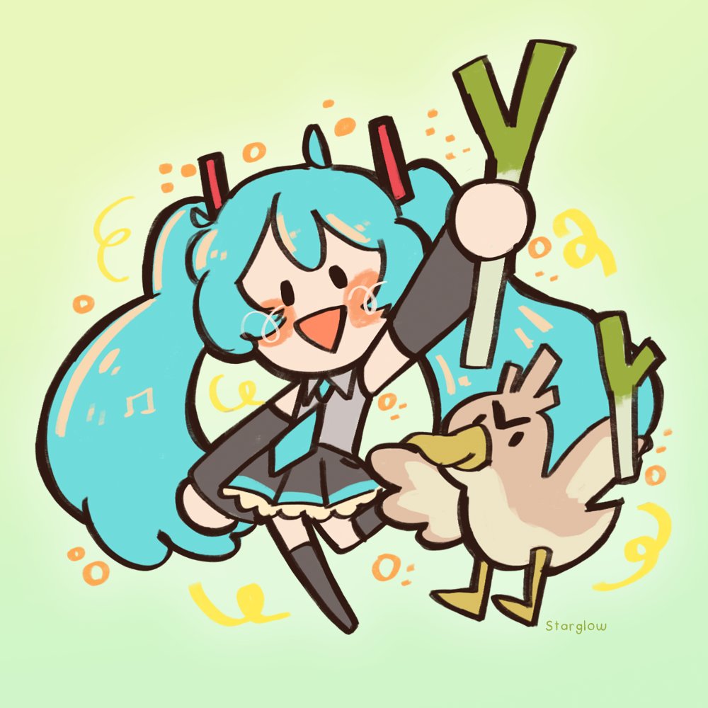 初音ミク 「Miku & Farfetch'd #pokemon #vocaloid」|StarGlow🌻@ LAYTON IS BACK☕のイラスト