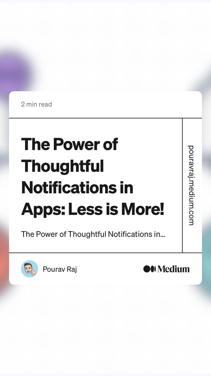 raj_pourav's tweet image. “The Power of Thoughtful Notifications in Apps: Less is More!” by Pourav Raj
bootcamp.uxdesign.cc/the-power-of-t…
