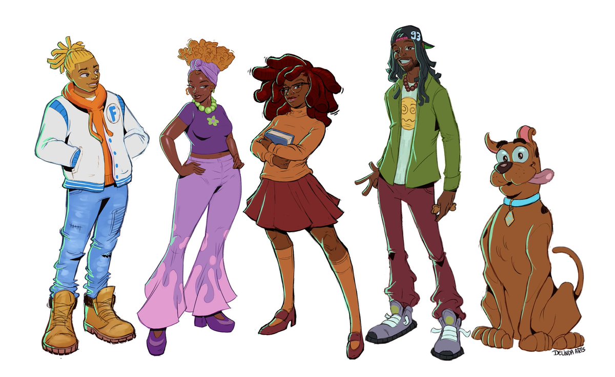 DelindaArts's tweet photo. It’s #blacktober so be prepared for new and improved character designs of my scooby doo redesigns and some more Kim possible stuff also some new faces🤗 https://t.co/bfTROHcV8d