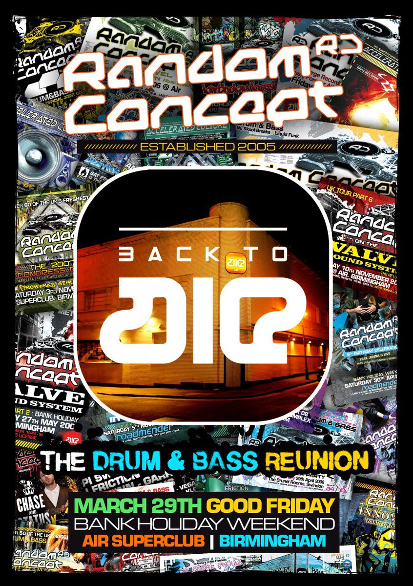 RANDOMCONCEPTUK's tweet image. We are taking you back to the birth place of Random Concept, the legendary Air Superclub in Birmingham for a massive night of Drum &amp;amp; Bass. A venue that holds so much history for us as promoters and where we have staged so many memorable events

Sign up:
🔗 randomconcept.co.uk/early-sign-up/