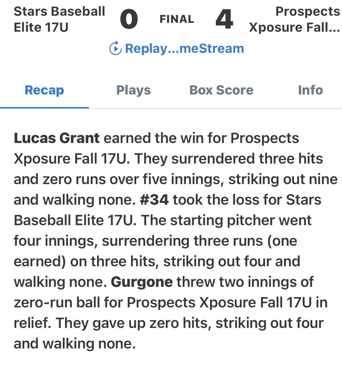 @lucasgrant_21 back at it hasn’t let up a run all fall and only one walk . Lights out winner offer before it’s to late <a href="/michael/">michael</a>.gurgone continues to show his versatility hitting 500 and shutting out baseball games 🍀 Prospect Exposure has big time division ones who are