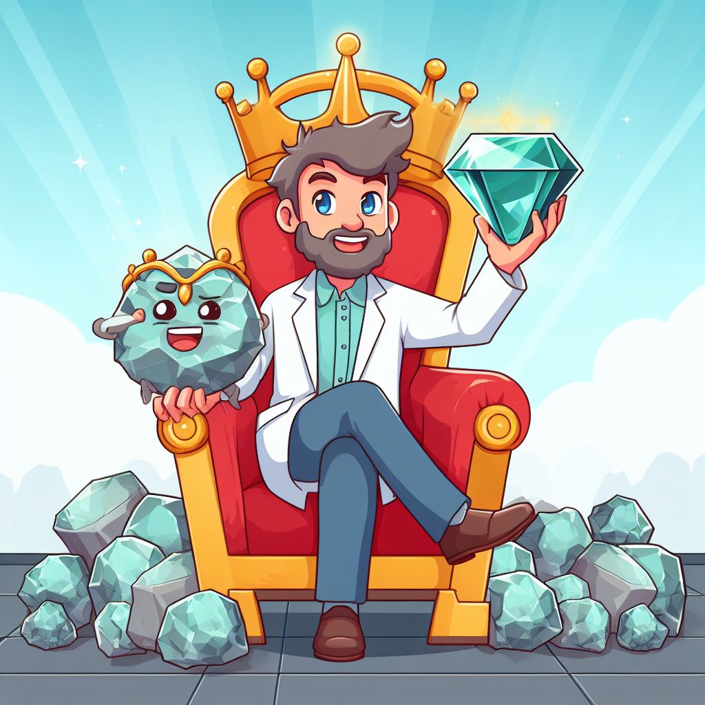 High concept: A cute collecting game where your job is to collect minerals for a geologist-king. Featured here at his court is the charismatic Zircon. 

mineralcup.org/results/round-…

#teamzircon 

#mincup2023