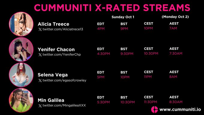 45 minutes until the #Cummuniti livestreams 😈  4x X-RATED livestreams 🥵   * including a B/G stream 💦💦💦<a href="/tag/cummuniti"class="tags">#Cummuniti</a>