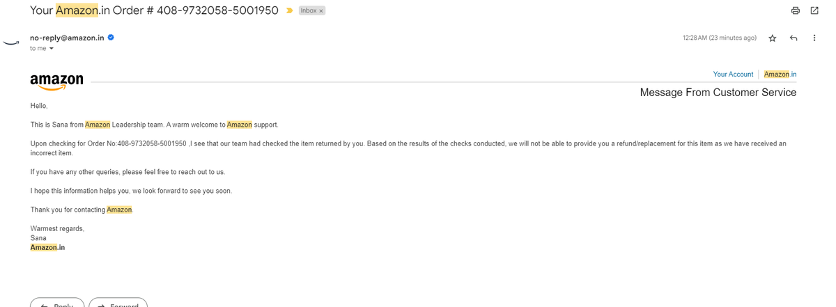 GGSalesforce's tweet photo. @amazonIN @AmazonHelp 

Are you even reading my concerns? or just giving me the scripted answers?
Why did the pickup person pick the items if it was different? How did you make sure it's not a fault at your end or shipment partner in just 5 minutes of my posting concern? https://t.co/BR91IOcYXU