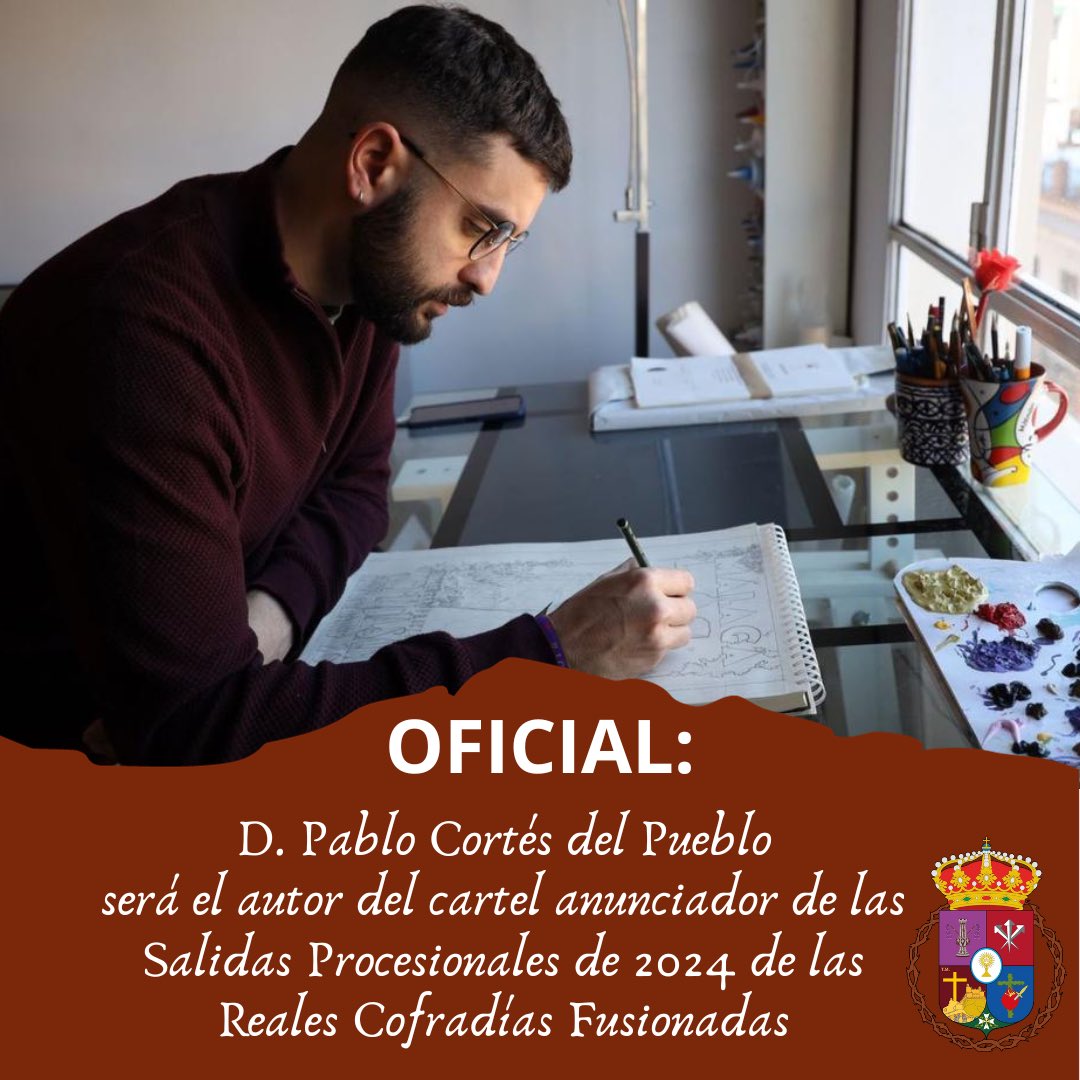 📣OFICIAL: 

La Junta de Gobierno de las RR.CC. Fusionadas, aprobó por unanimidad la designación de D. Pablo Cortés del Pueblo (<a href="/cortesdelpueblo/">P. Cortés Del Pueblo</a> ) como autor del cartel anunciador de nuestras Salidas Procesionales para la próxima Semana Santa de 2024.