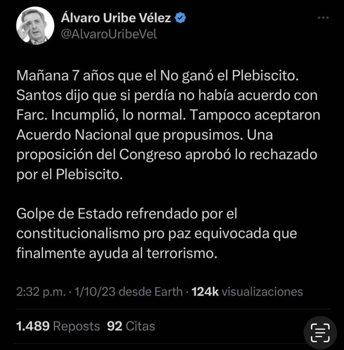 Yo soy el autor de la proposición que refrendó el Acuerdo de Paz en un Congreso elegido por 17 millones de Colombianos, con un voto calificado e informado de cada Senador que sabía que queríamos parar la guerra de la que otros viven. No el voto engañado de miles a quienes