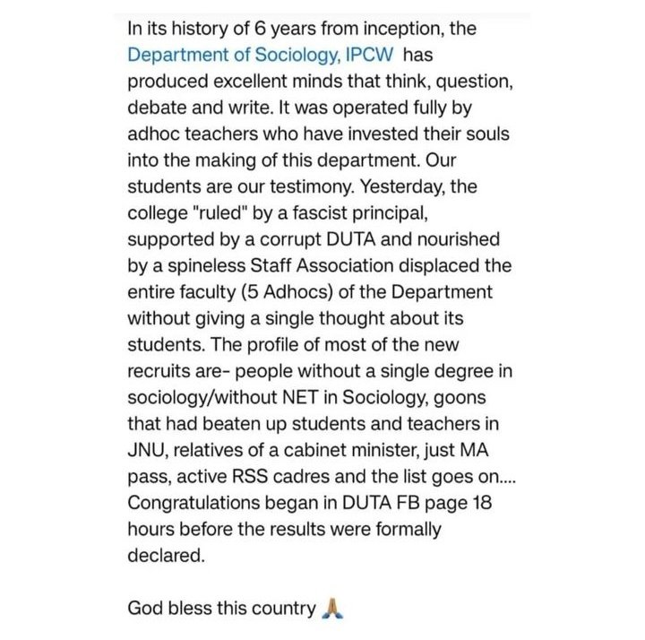 anjali__27's tweet photo. #IPCW has been turned into a RSS laboratory!
It has become hellhole for teachers &amp; students

Surveillance, clg union disbanded, show cause notices, progressive teachers kicked out, no space for dissent

Not just the walls,admin is hellbent on turning the campus safron, literally! https://t.co/xmCd6Wi2W7