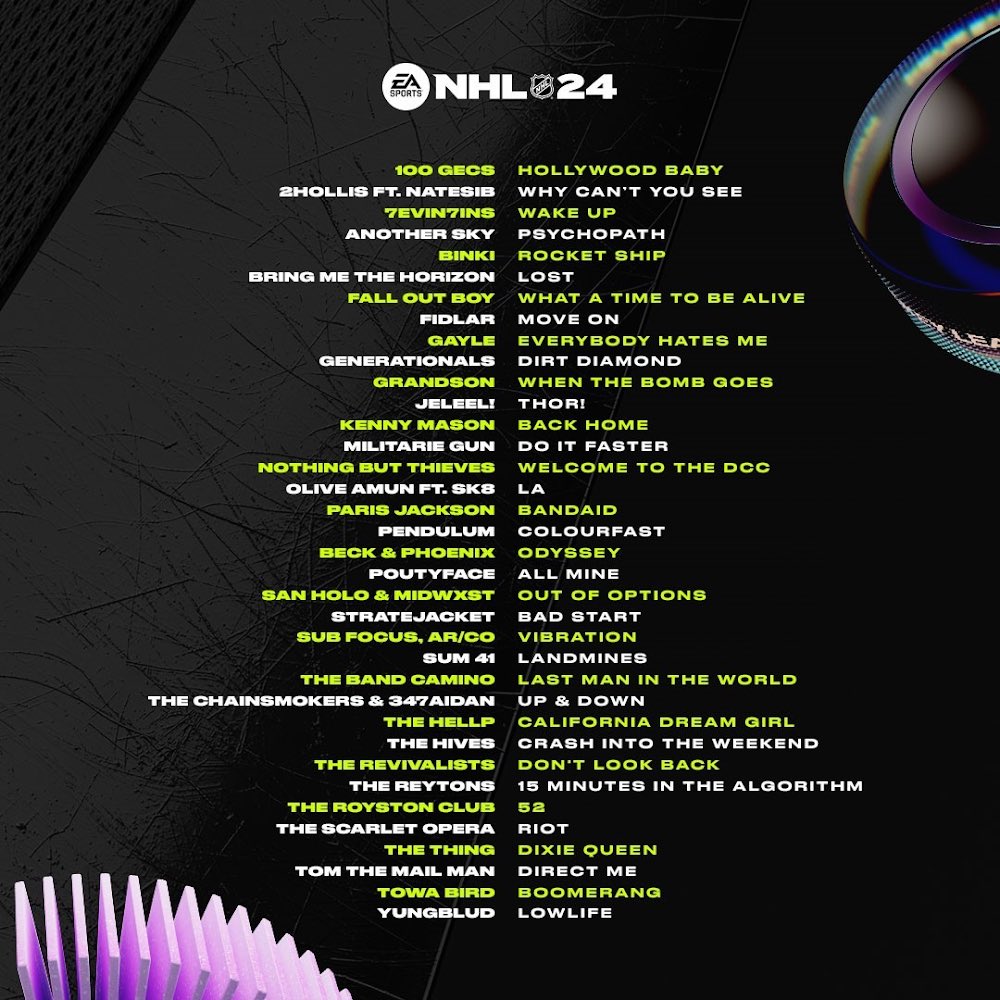 for those who don’t know our new song Bad Start was added to the NHL 24 soundtrack. It’s an absolute dream come true. #NHL24 #NHL #EA #NewMusic