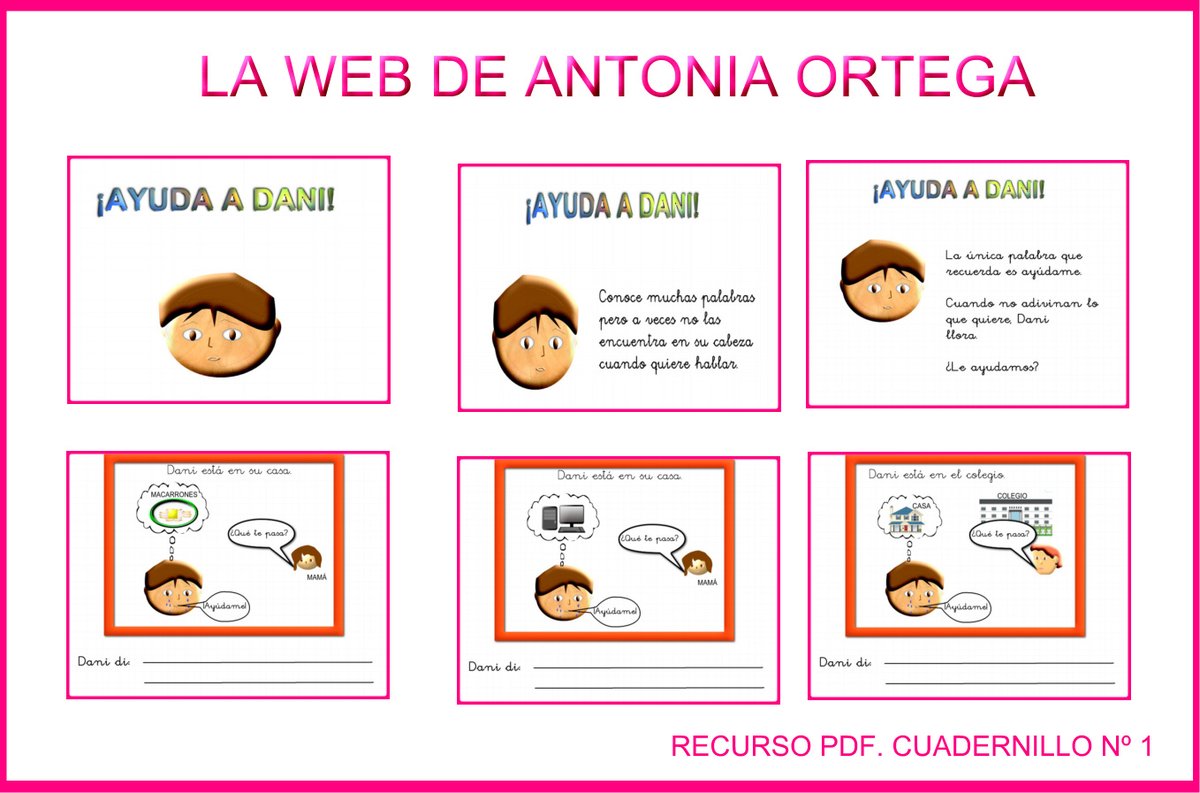 NOVEDAD WEB ANTONIA ORTEGA. 
 PDF con 16 viñetas .Ayuda a Dani a hablar.
DESCARGA: webantoniaortega.com/Comprension2.h…
#recursoeducativo