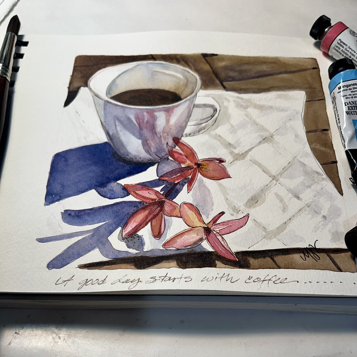 I think everyday should be national coffee day.              ☕️💕💕☕️ 
#NationalCoffeeDay #watercolorpainting #dailymotivation