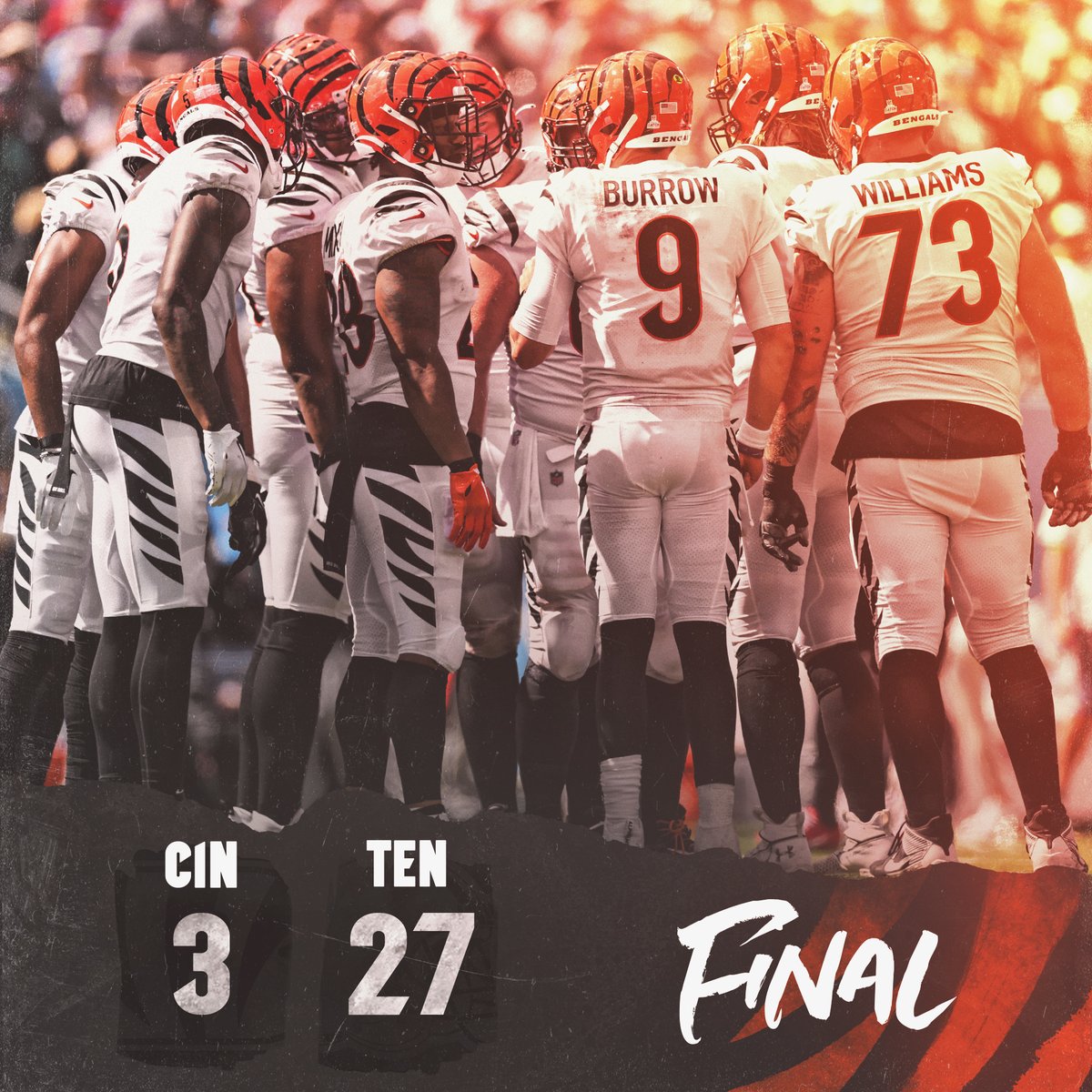 Bengals's tweet photo. Final from Tennessee. https://t.co/SFgNqvTCq7