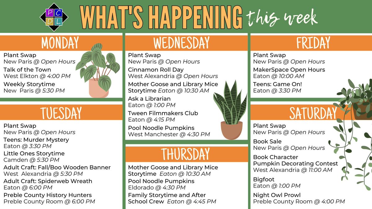 Take a look at what we have coming up this week! For more information, visit preblelibrary.org/events
