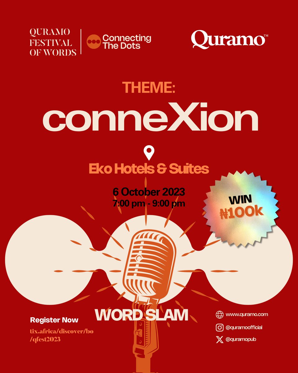 quramoofficial's tweet photo. If you have been part of any #quramofestivalofwords
you would know how mind-blowing the Word Slam Competition is
This year's #QFESTOpenMic will be one for the books
Tag any spoken word poet who should compete at this year's Word Slam Competition
#QFEST2023 #spokenword https://t.co/Vpe8YgLDVw