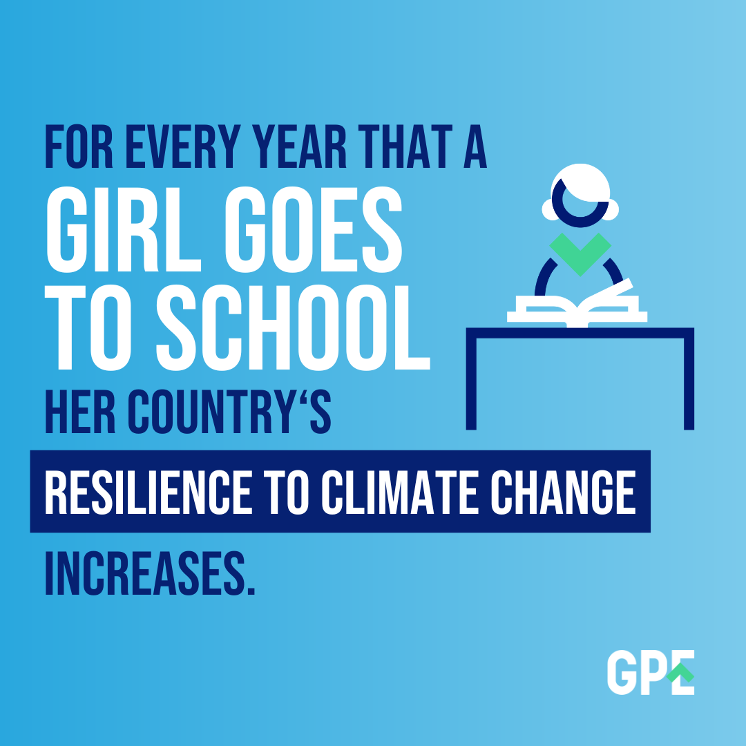 GPforEducation's tweet photo. Girls' education is the most important socioeconomic factor to reduce a country's vulnerability to climate-driven disasters.

Learn how we can confront #ClimateChange through education: https://t.co/pChBZmyfUT

#TransformingEducation #ClimateSmartEd https://t.co/4FEJ9OLcEx