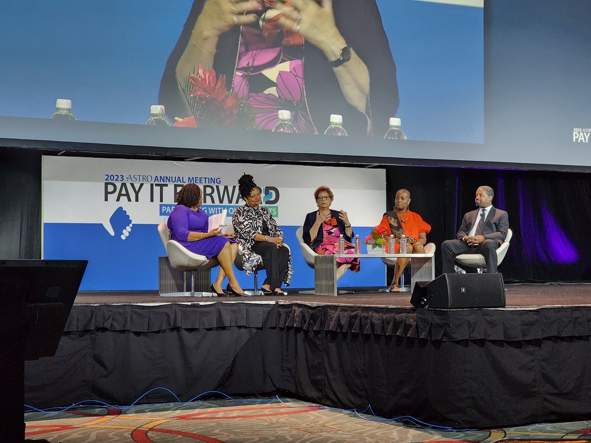 #ASTRO23 Presidential Symposium on Diversity on Clinical Trials w/ @DrWinkfield, Eleanor Walker, Brian Rivers, Desiree Walker, and Electra Paskett