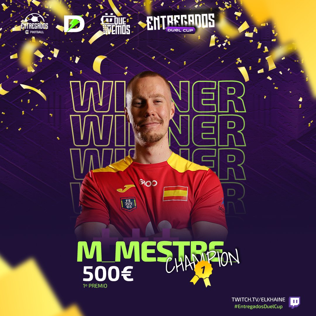 ¡BOOM! ¡<a href="/M_Mestre_/">Miguel Mestre</a> se corona como el CAMPEÓN en la #EntregadosDuelCup! 🏆💥

En la GRAN FINAL, se lleva la victoria con un juego espectacular. ¡Enhorabuena, campeón! 🥳🎮

¡Disfruta de tu merecido premio y celebra tu victoria como se debe! 💰✨  #CampeónMestre #EmocionanteDuelCup