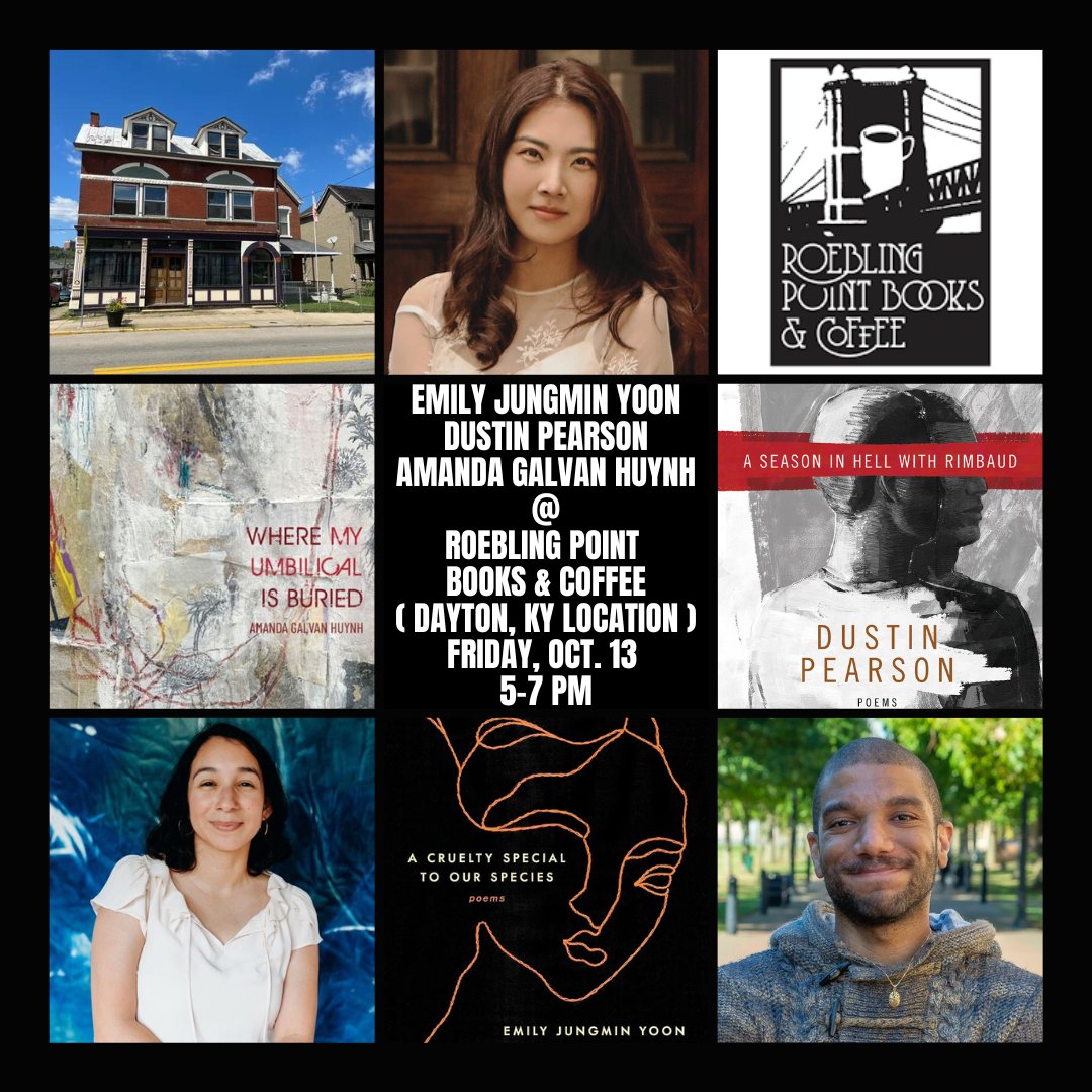 This October is looking to be grand. I've never been to Dayton, KY, but this reading makes it one of my favorite places. Very much looking forward to reading with Emily and Amanda at Roebling Point Books & Coffee on the 13th.