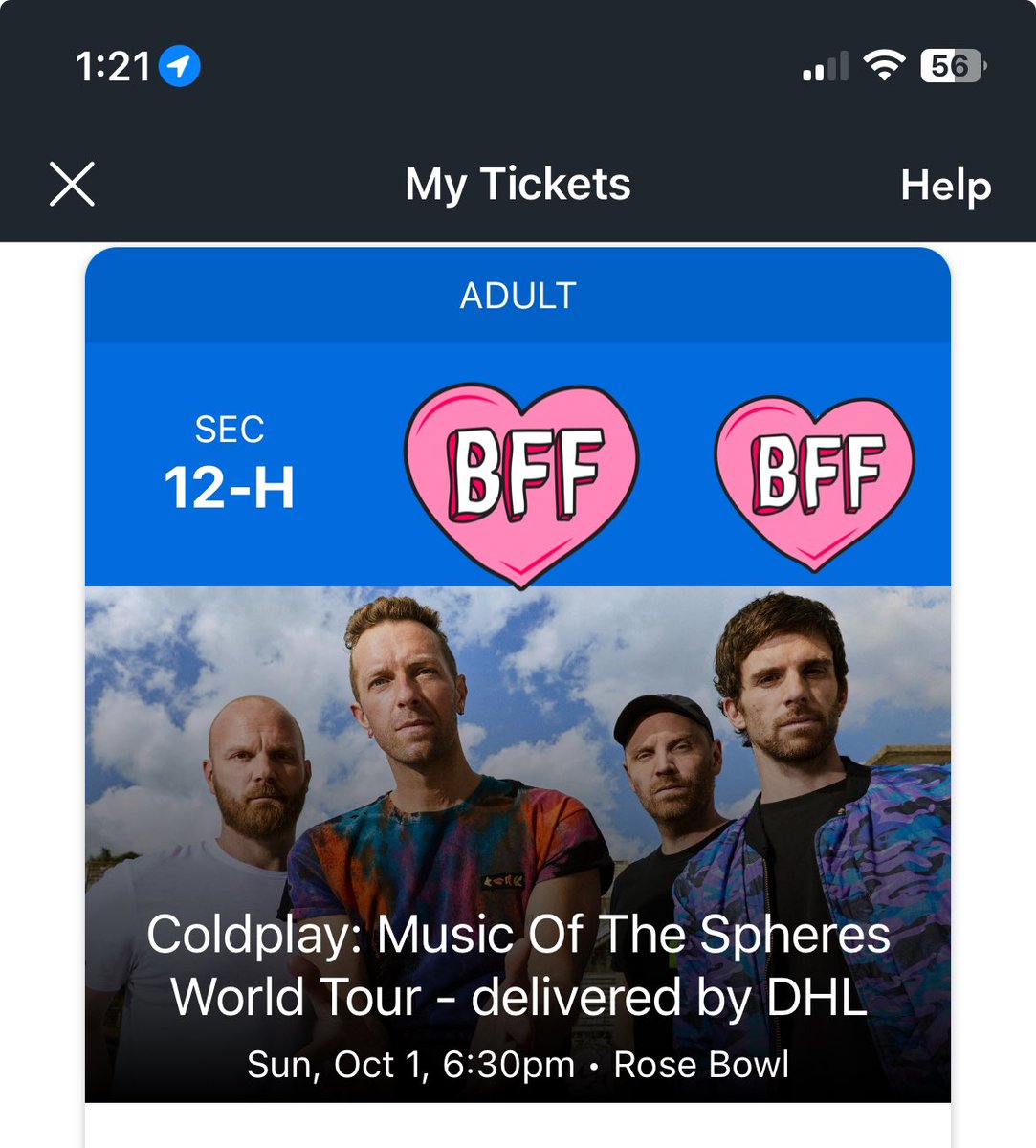 jmnsunrise's tweet photo. hey bffs last minute i can’t go to the coldplay LA N2 anymore :( so i’m selling my ticket willing to negotiate the price as i don’t want it to go to waste and will give any proof needed! it can be through venmo or zelle! https://t.co/SZvIMcLMVN