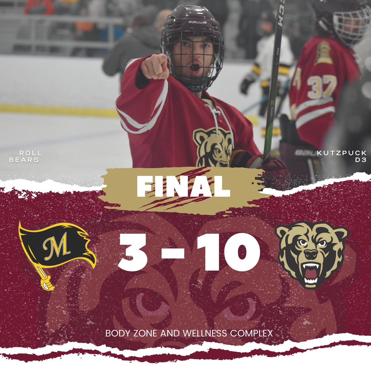 That’s A (10-3) Win For Your (D3) Golden Bears! This Team Is-A-Buzzin And The Power Of Maroon Comes Thru One Again, Wtg KU🐻 #KutzPuck #RollBears #Streaking