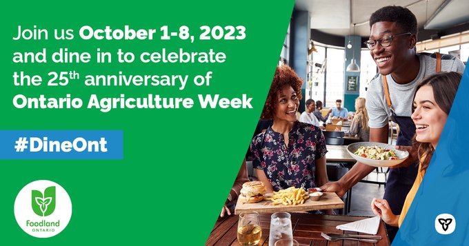Join us in celebrating Ontario Agriculture week and supporting farmers by visiting a restaurant that is participating in Dine Ontario and featuring great Ontario foods! #DineOnt ontario.ca/page/dine-onta…