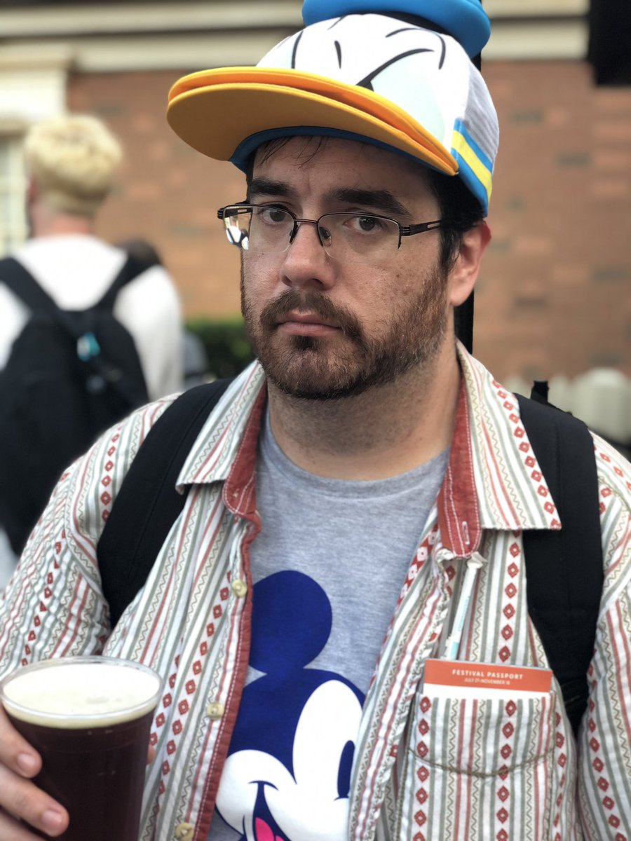 RevBurn's tweet photo. TFW you’re drinking ‘round the world at Disney Epcot and they don’t have any cocktails in UK so you have to drink a beer in 90° weather. 😄 https://t.co/hnUMnneD7f