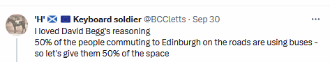 SpokesLothian's tweet photo. @EdinburghBUG @BCCletts The roadspace % used in #PeakPeriods by people in🚙 is out of all proportion to that occupied by people travelling by🚲🚶♀️👩🦽🚌
🤔Imagine the #gridlock if everyone grabbed that amount of space!
Latest #SpokesCount (May)
->https://t.co/E8GWqUrfcj
@KayleighFONeill @CouncillorCowdy https://t.co/bCQUtJcLcD