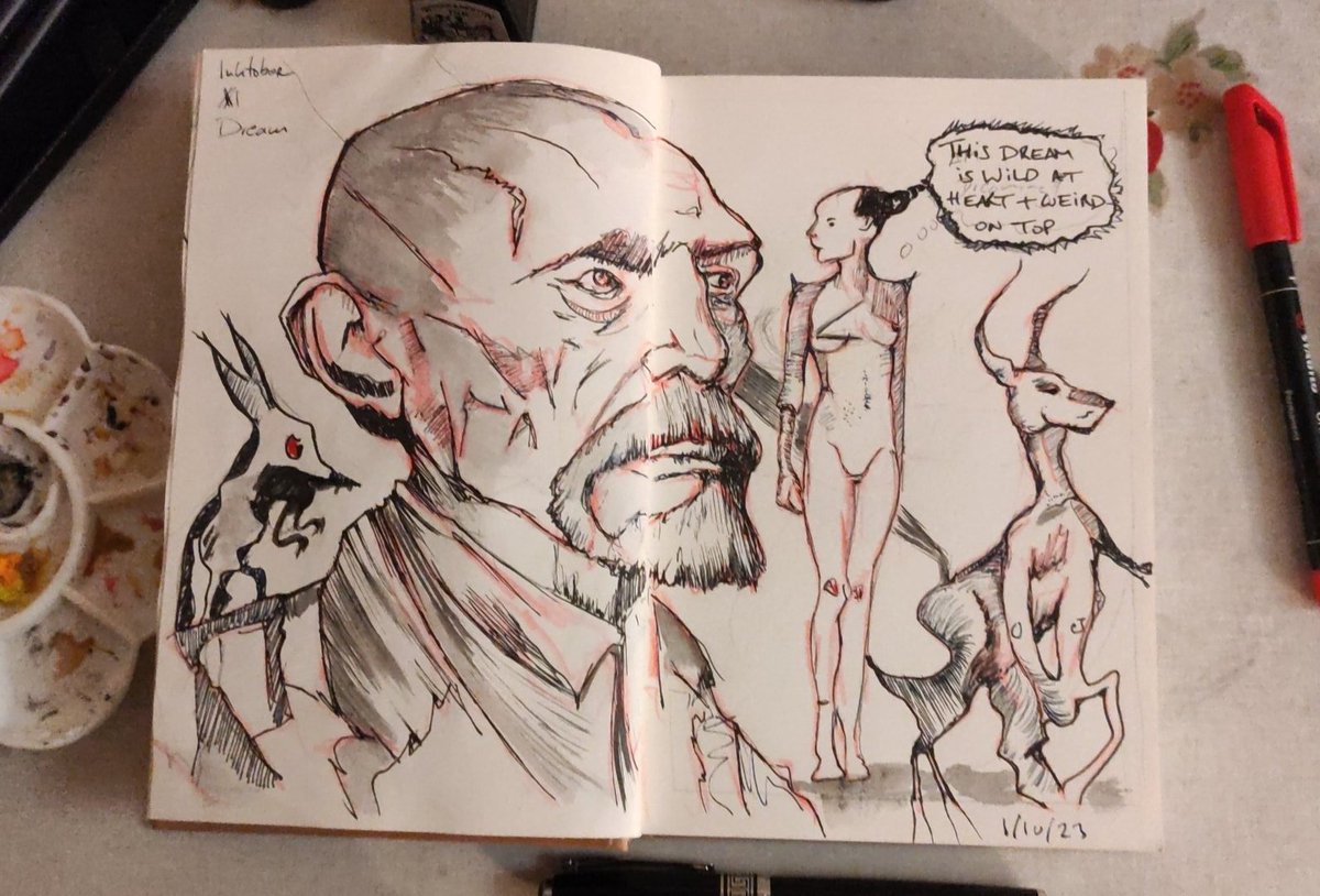 MayelSam's tweet image. And so it began. My first ink drawing today. #Inktober2023 #Inktober #InktoberPrompts #Dream #NoAI #NoDigital