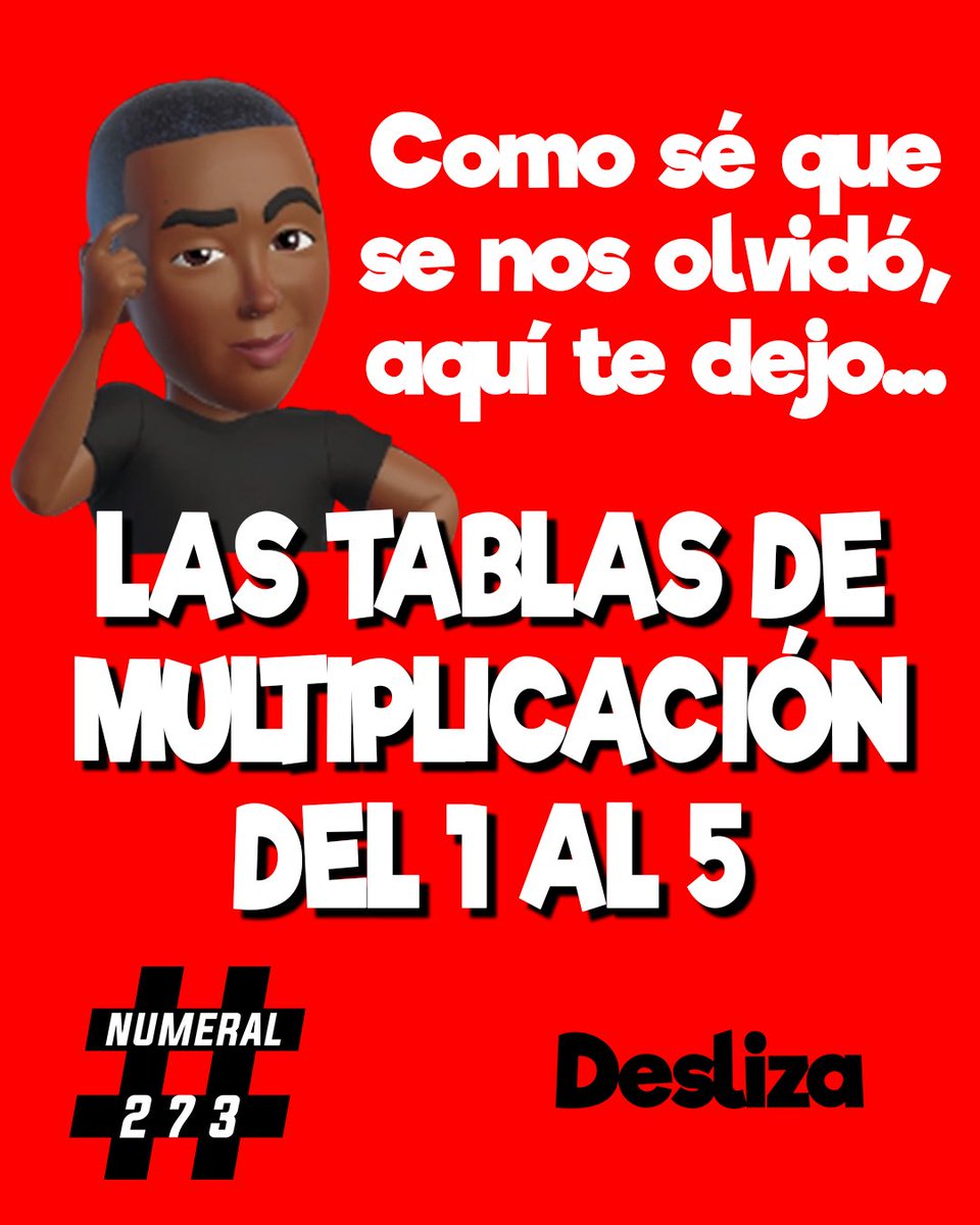 rogelio27's tweet photo. Cómo se que se nos ha olvidado, aquí les dejo la tabla de multiplicación del 1 al 5. https://t.co/j3AbSN0ZuL