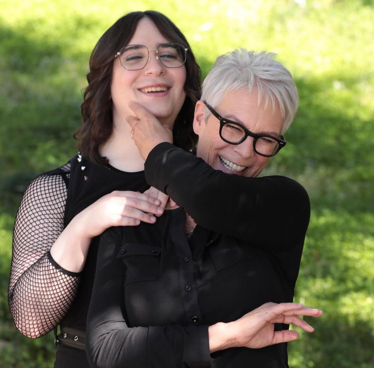 Jamie Lee Curtis with her adopted son Thomas. It’s inspiring to see so many adopted celebrity kids transition.
