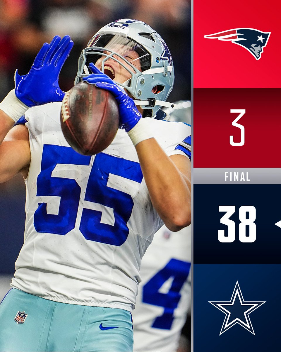 FINAL: The Cowboys get their third win of the season by 20+ points. #NEvsDAL