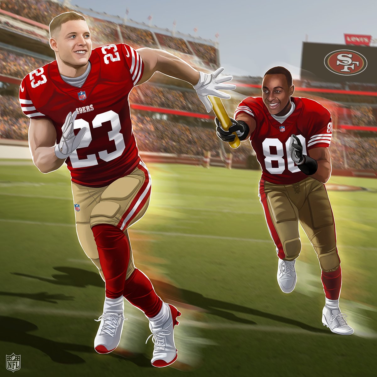 NFL on X: '.@CMC_22 breaks @JerryRice's @49ers record with 13 straight  games with a touchdown! 