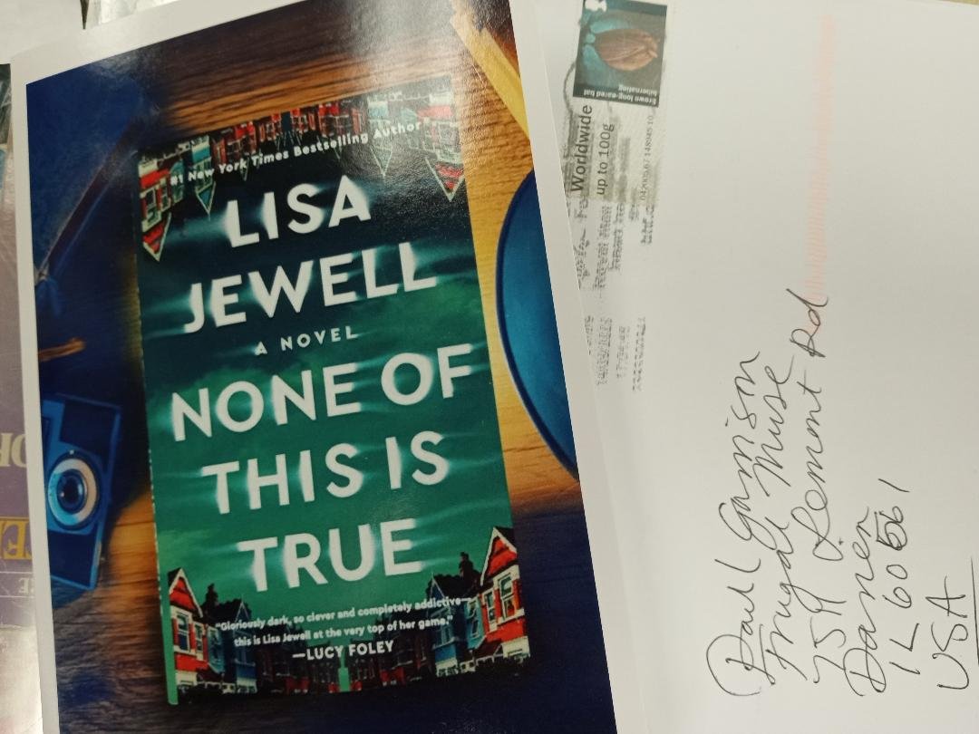 FrugalMuse's tweet photo. Received a Thank You card from internationally bestselling thriller author Lisa Jewell from across the pond after her signing at our store last month.  It says, "One month on and I'm still buzzing from that amazing night in Darien. . . #frugalmusebooks #indiebookstore #lisajewell https://t.co/R0kDLVcWlr