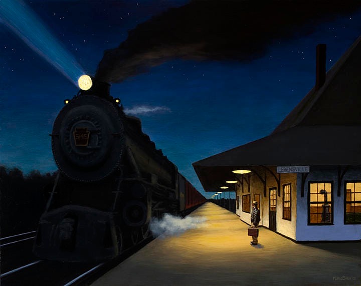 fraveris's tweet photo. Murad Sayen (American, 1945) Last Train. https://t.co/h87wg5Nexn