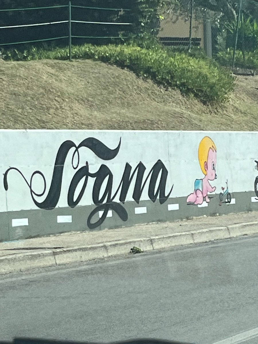 cherreralopez's tweet photo. The road between Misano and Tavullia reminds you stretch by stretch that you are entering at Valentino's house, but the most special thing is a wall that without boasting, with three words, sums up the inspiration that Valentino has meant for many of us: "Sogna in Grande”. https://t.co/BqmLuJ5jIX