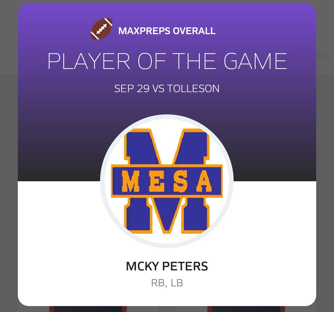 meyer_peters's tweet photo. MaxPreps Overall player of the game 3 times and MaxPreps Defensive Player of the game 2 times. Showing up Big Time this season. Keep it up!! @MckyPeters  @Mesa_FB Mesa High is off to a good start this season with a 4-2 record! https://t.co/dEPQQYlwP7