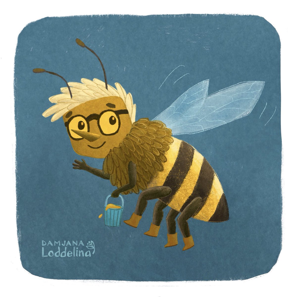 Loddelina's tweet image. It's #peachtober23  - Day 1: 🐝 bee