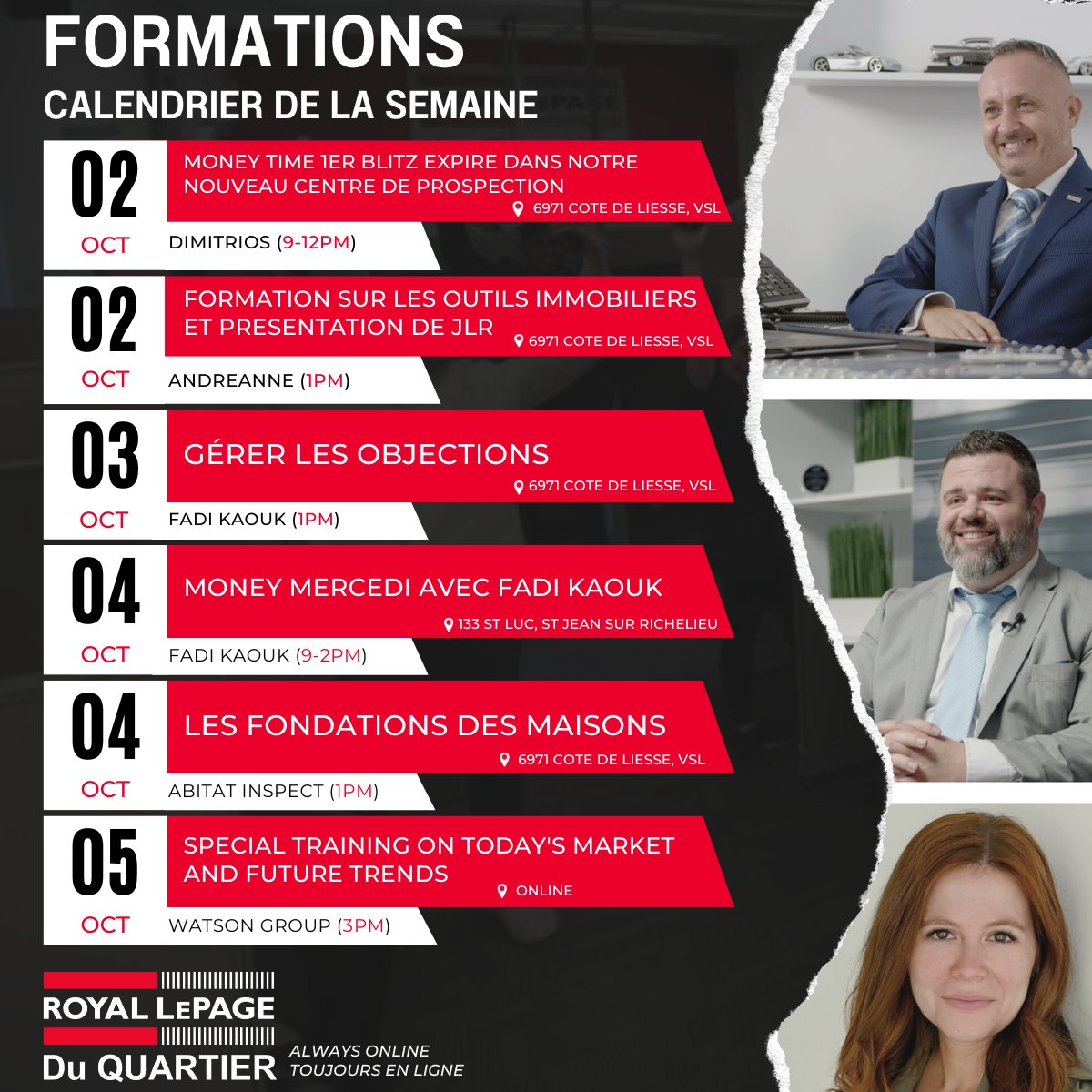 RLPduQuartier's tweet photo. Enjoy this week's schedule!

#RLPDQ #Royallepageduquartier #Bootcamp #Training #rlpduquartier #Montreal https://t.co/B4INGp2THJ