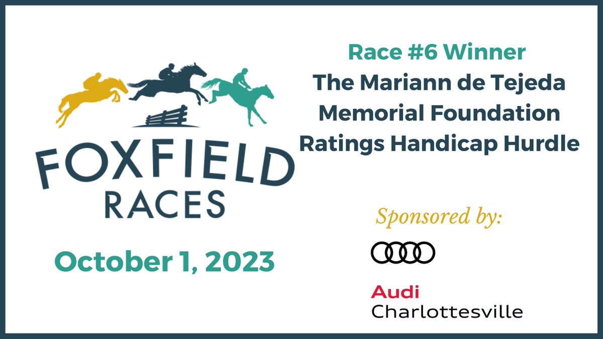 Race 6: The Mariann de Tejeda Memorial Foundation Ratings Handicap Hurdle sponsored by Flow Audi Charlottesville | #5 Who's Counting [L], Owner: South Branch Equine LLC, Trainer: Sean McDermott, Jockey: Sean McDermott.

*Official <a href="/JumpingwithNSA/">NSA</a> announced later this week.