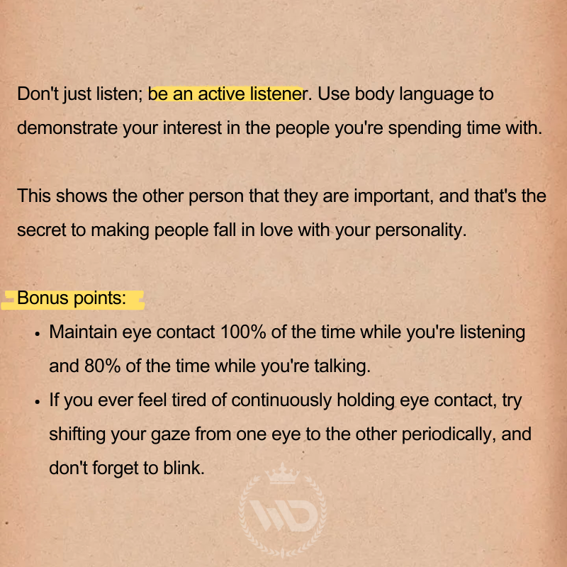 wealth_director's tweet photo. 6 Steps to Be More Charismatic and Mysterious (And Still be Yourself)

1/6: Listen much more than you talk. https://t.co/ynTLUvwLnL