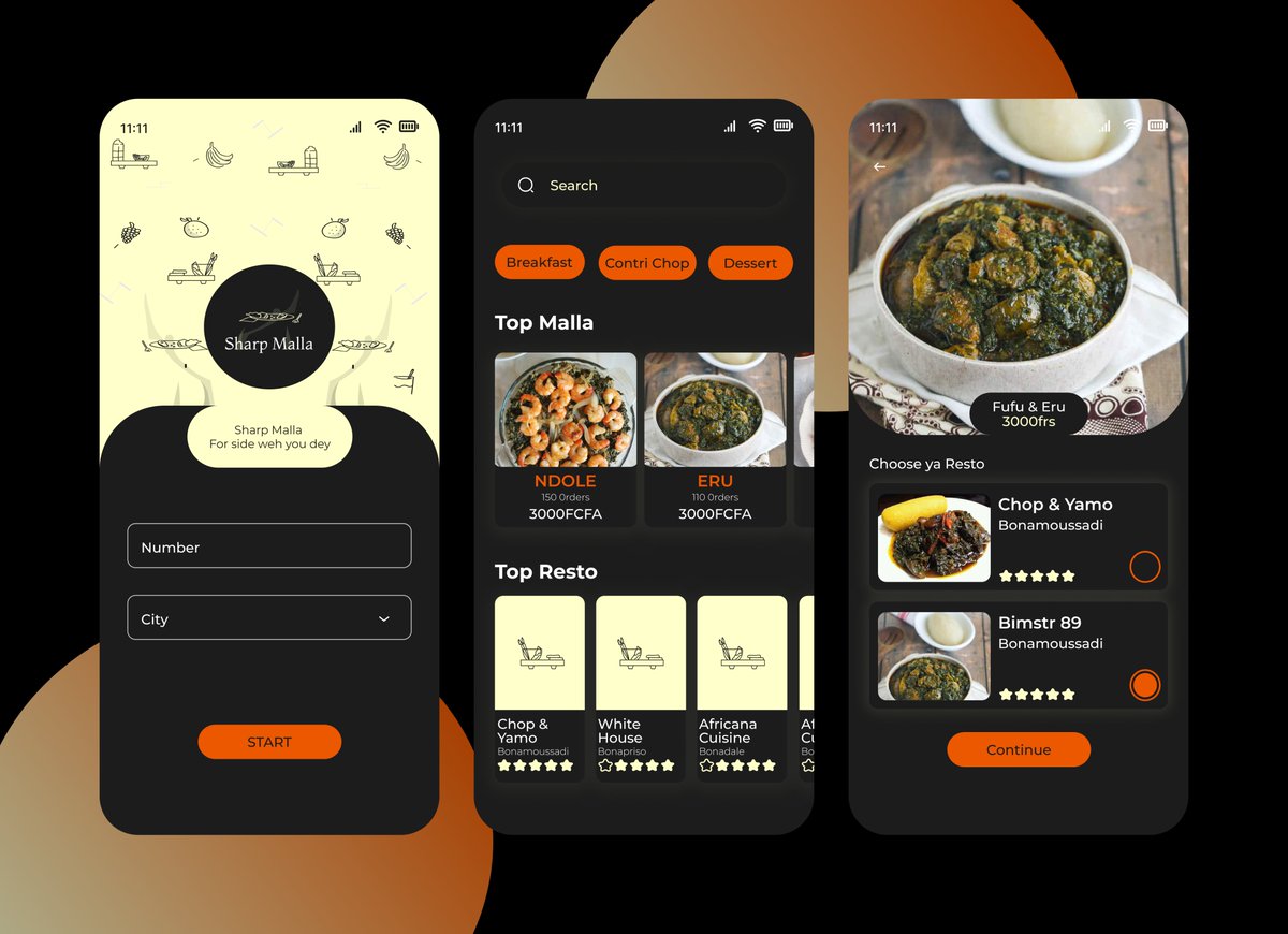 NeneforUX's tweet photo. Day 10/100 Food delivery app.
#dailyui #uichallenge #fofdouala
Tried creating light and darkmode for this one. Would appreciate feedback.🫶🏿 https://t.co/jbkryP8Zbz