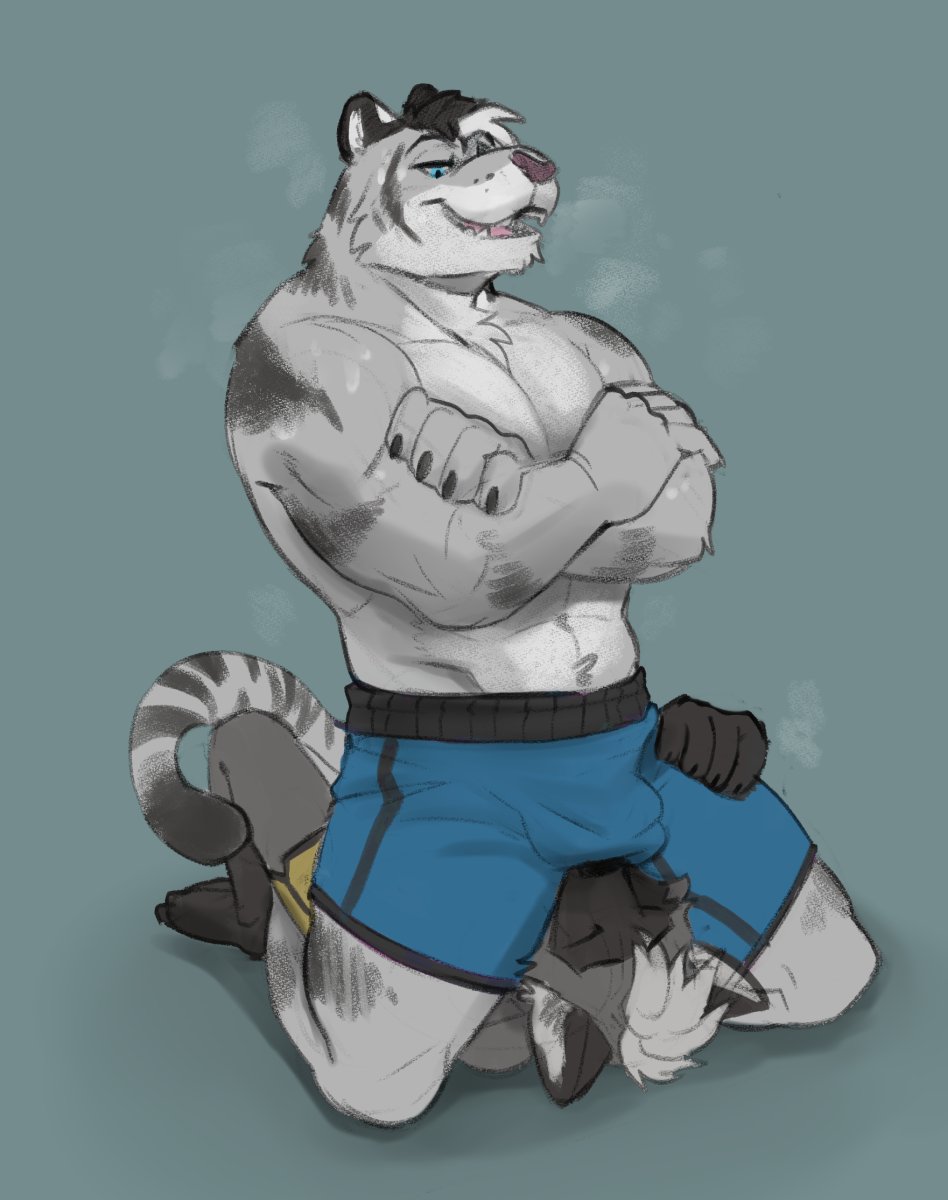 #nsfw 

Dusty kindly offering Kasimir a place to cool off after the gym. 😌