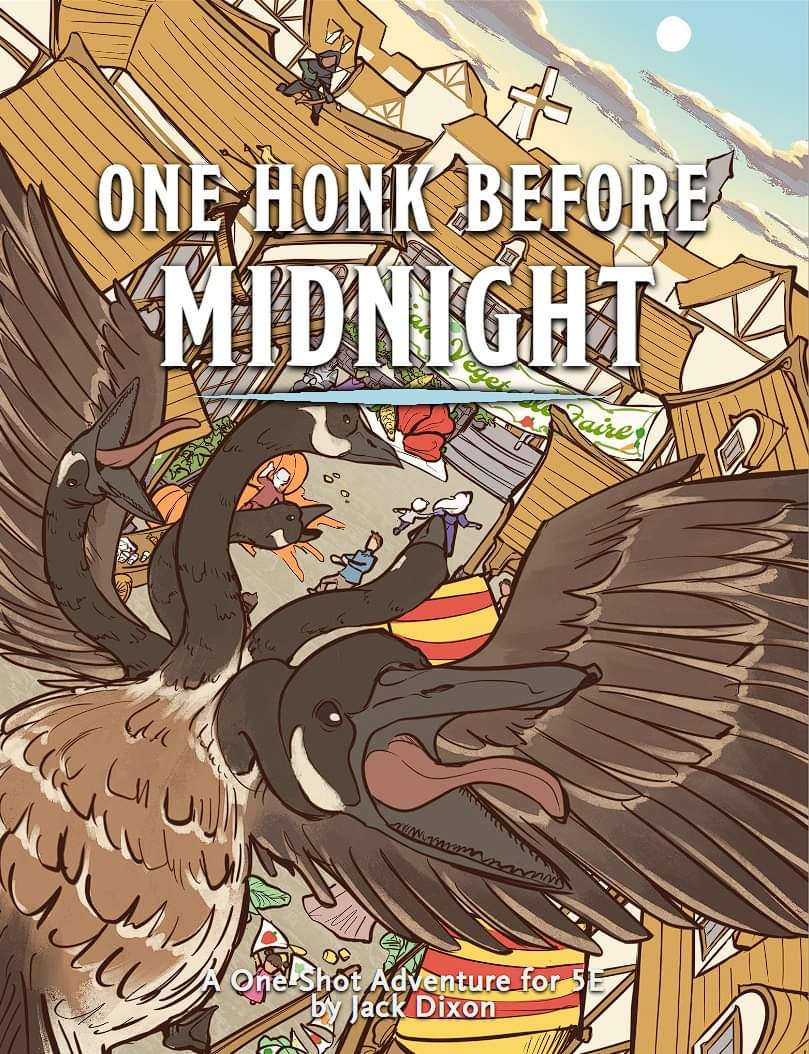 AdvWithPride's tweet image. Get honk-crazy with our latest 20+ paged Goose-Themed 5E one-shot adventure, and supplementally RPG system, One HONK Before Midnight. 🎲🐉 #DnD #Goose #Kickstarter 

Check it out now: kickstarter.com/projects/adven…
