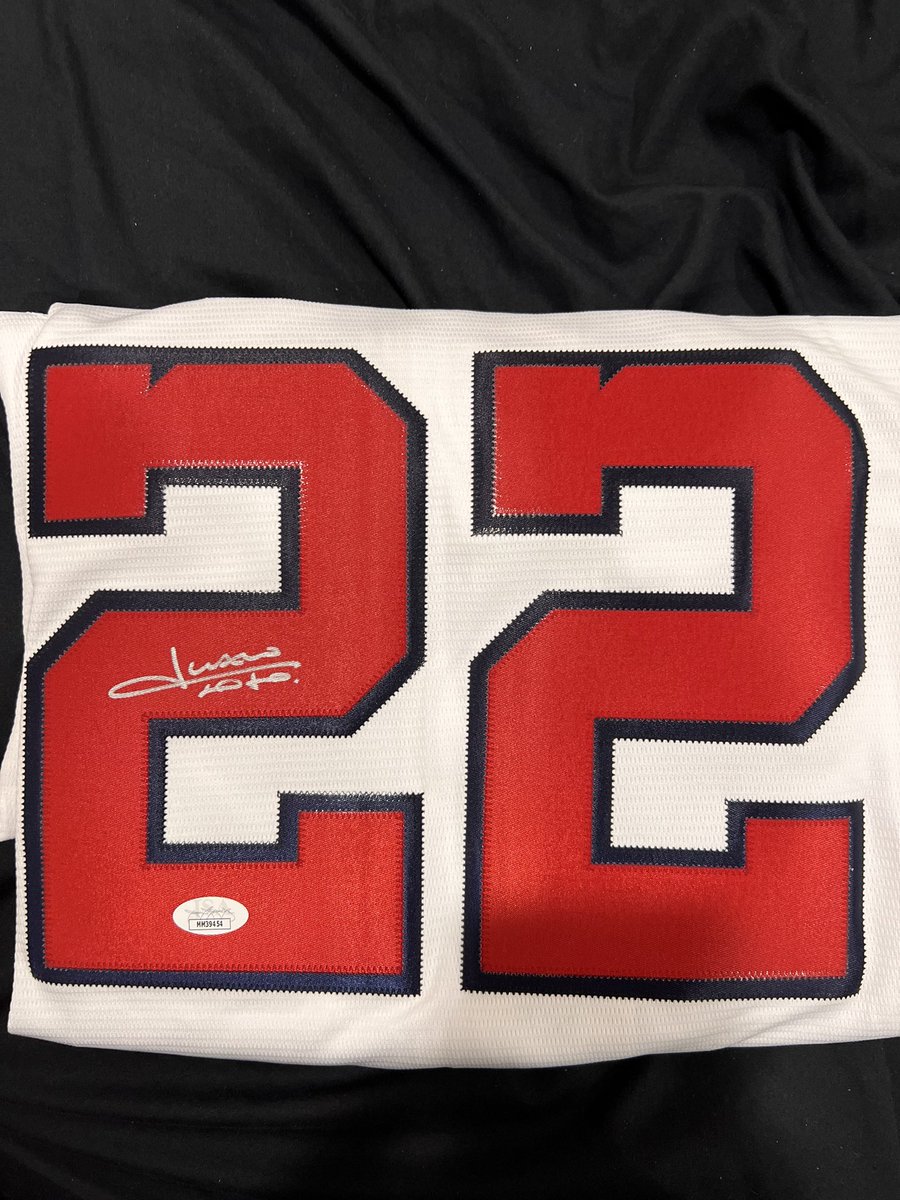 CheapSeatsSC's tweet photo. Looking to move these jerseys! All certified autos and can provide more pictures upon request. 
Soto - $225
Tatis - $225
CMC - $175
Chase - $225
RTs are appreciated! https://t.co/umM76m17ZJ