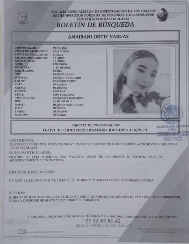 #ServicioSocial 
🔴|| Urge localizar a Amairani Ortiz Vargas de 16 años de edad, fue vista por última vez en Misiones de San Francisco, Coronango. Para más informes comunicarse al 2212838142.  #LaRedCincoRadio RT #Puebla