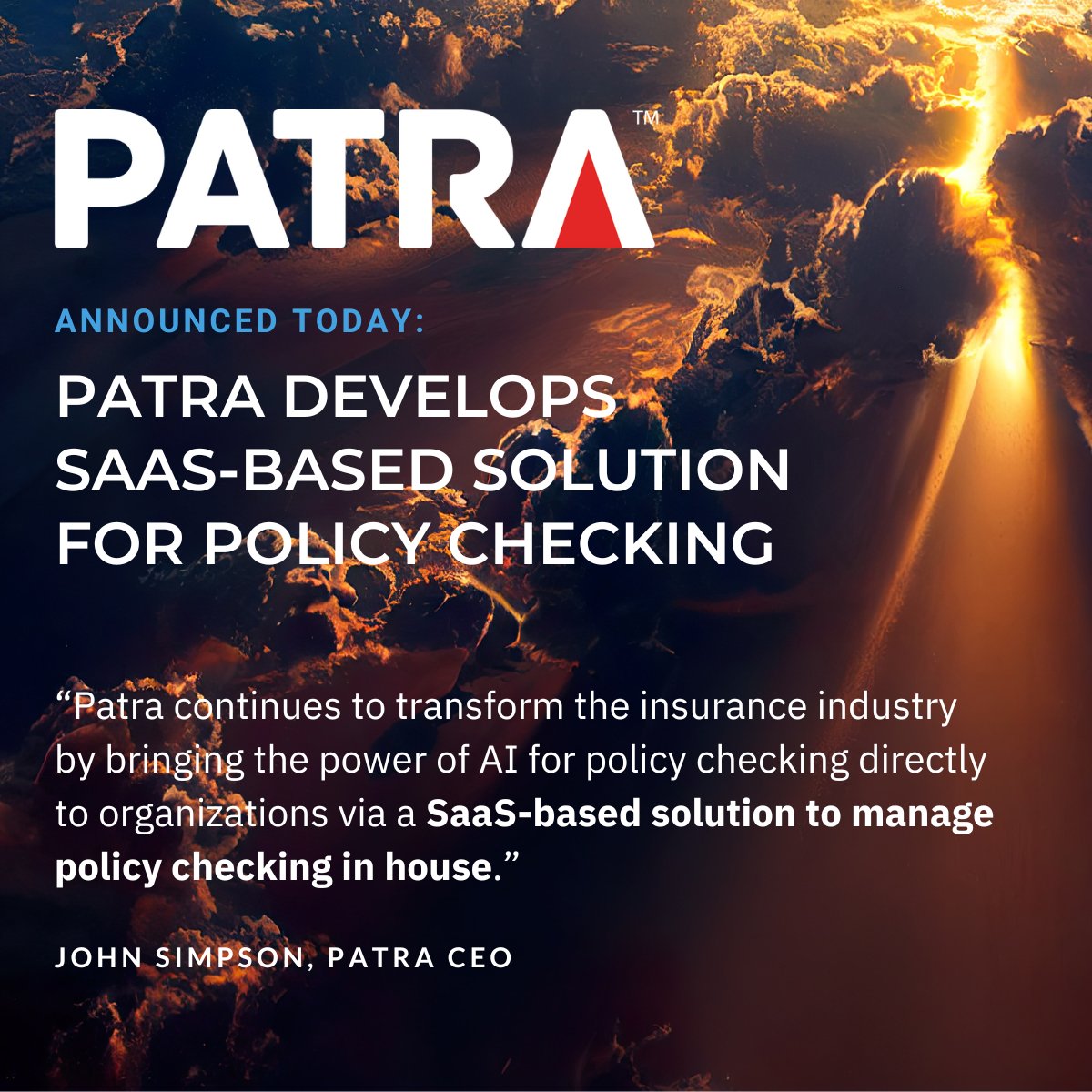 Patra Introduces the Future of Policy Checking in Industry's First SaaS-based Policy Checking Solution Featuring Artificial Intelligence 

hubs.la/Q023XlRw0