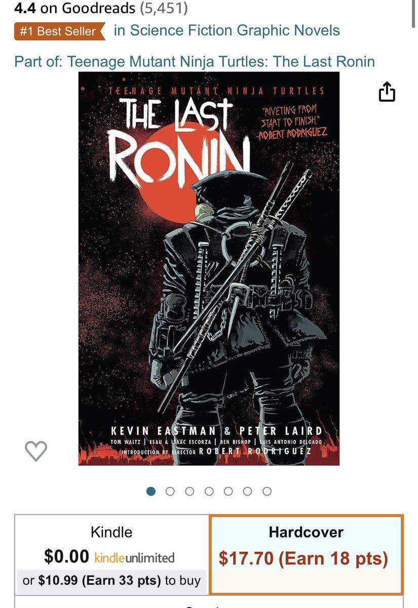 Great deal on The Last Ronin Hard Cover through the Amazon app. ($17.70)
-
- amazon.com/Teenage-Mutant…
-
#TurtleLair #TheLastRonin #TMNTcomics #teenagemutantninjaturtles #necaturtlelair