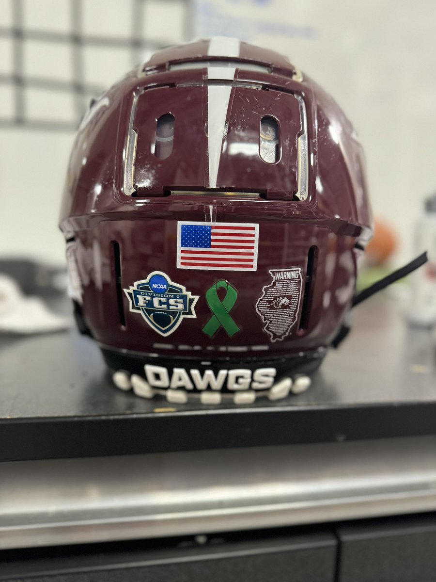 More than a game. Salukis support mental health. A new decal on the game helmets for mental illness awareness week.